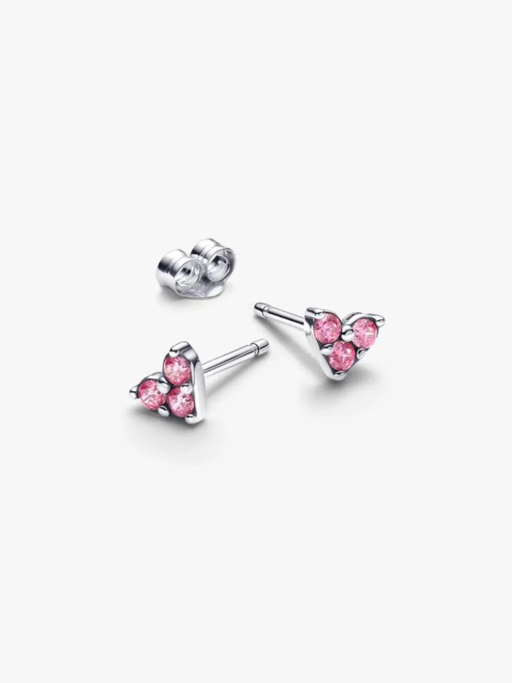 Pandora Triple Stone Pink Heart Stud Earrings - Picture 4 of 4